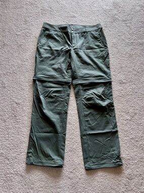 Columbia Omni-Shield Convertible Hiking Pants Green Zip-Off Outdoor 16W